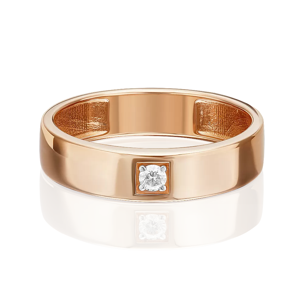 Обручальное кольцо из красного золота с бриллиантом 01-1539-00-101-1110-30