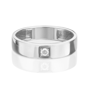 Обручальное кольцо из белого золота с бриллиантом 01-1539-00-101-1120-30