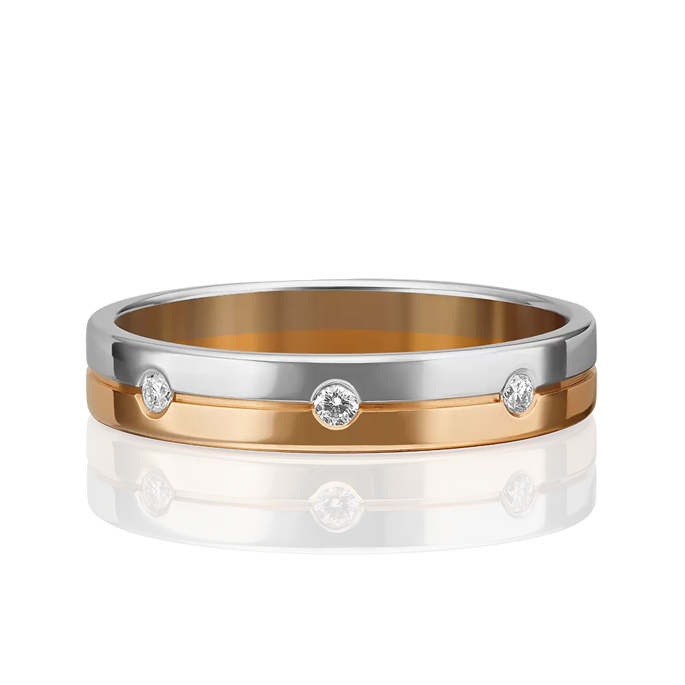 Обручальное кольцо из комбинированного золота с бриллиантами 01-1541-00-101-1111-30
