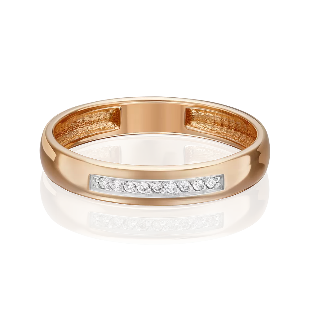 Обручальное кольцо из красного золота с бриллиантами 01-1542-00-101-1110-30