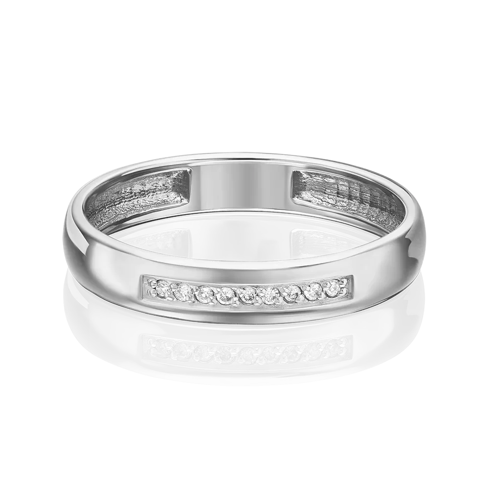 Обручальное кольцо из белого золота с бриллиантами 01-1542-00-101-1120-30