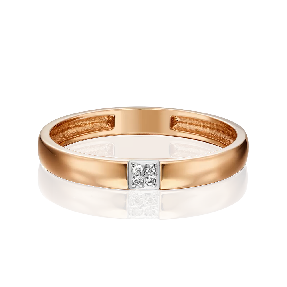 Обручальное кольцо из красного золота с бриллиантами 01-1543-00-101-1110-30