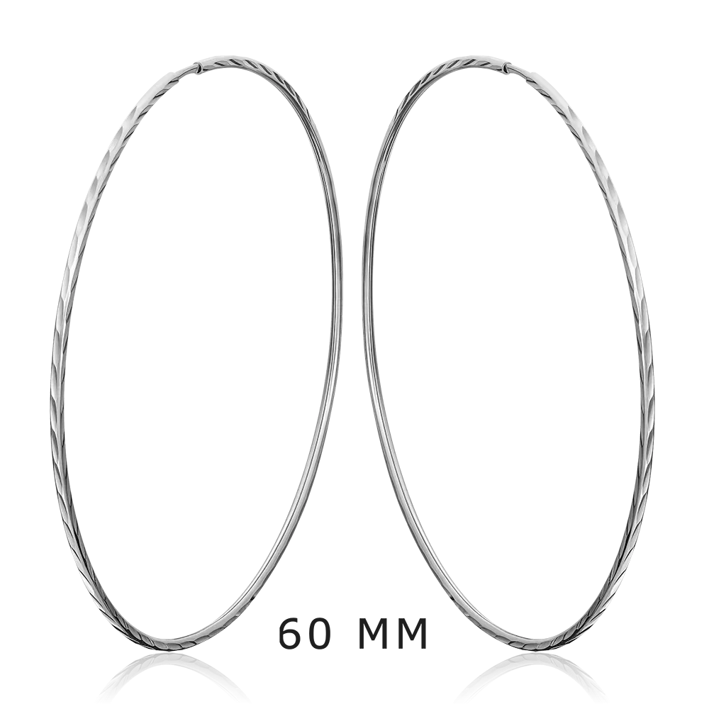 Серьги-конго из белого золота с алмазной гранью 02-0074-38-000-1120-19