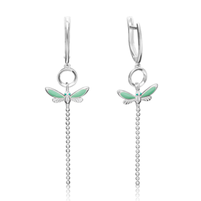 Серьги «Стрекозы» с английским замком из серебра с эмалью 02-4642-02-000-0200-71
