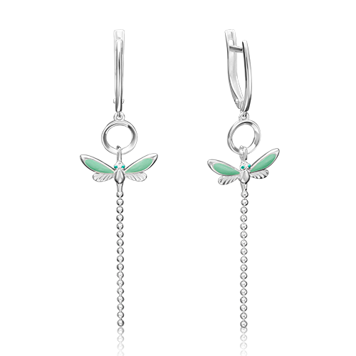 Серьги «Стрекозы» с английским замком из серебра с эмалью 02-4642-02-000-0200-71