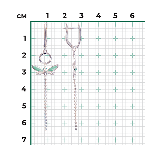 Серьги «Стрекозы» с английским замком из серебра с эмалью 02-4642-02-000-0200-71