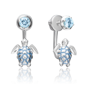 Серьги-джекеты «Черепахи» из серебра с топазом и эмалью 02-4669-00-201-0200-68