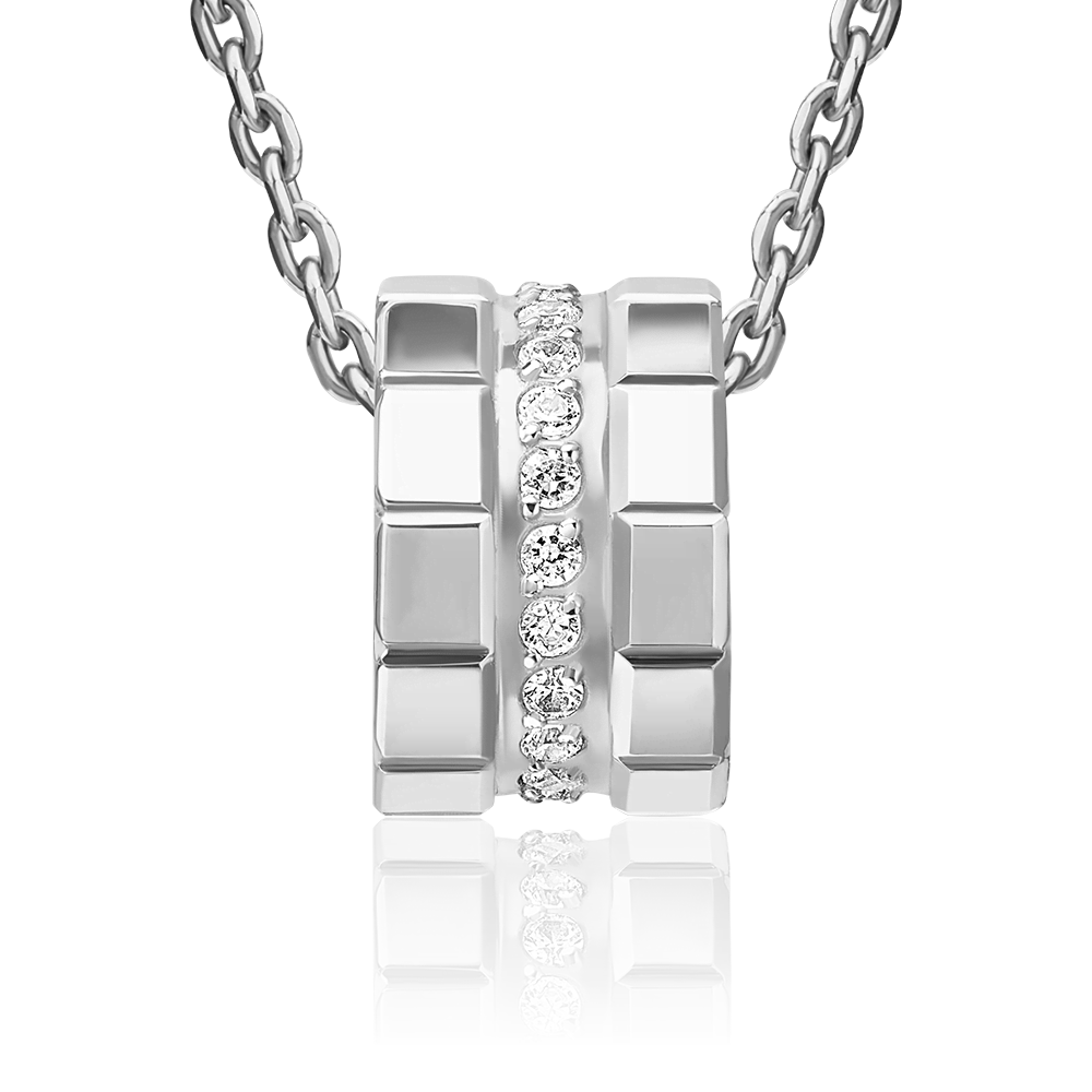 Подвеска-бегунок из белого золота с фианитами 03-3651-00-401-1120