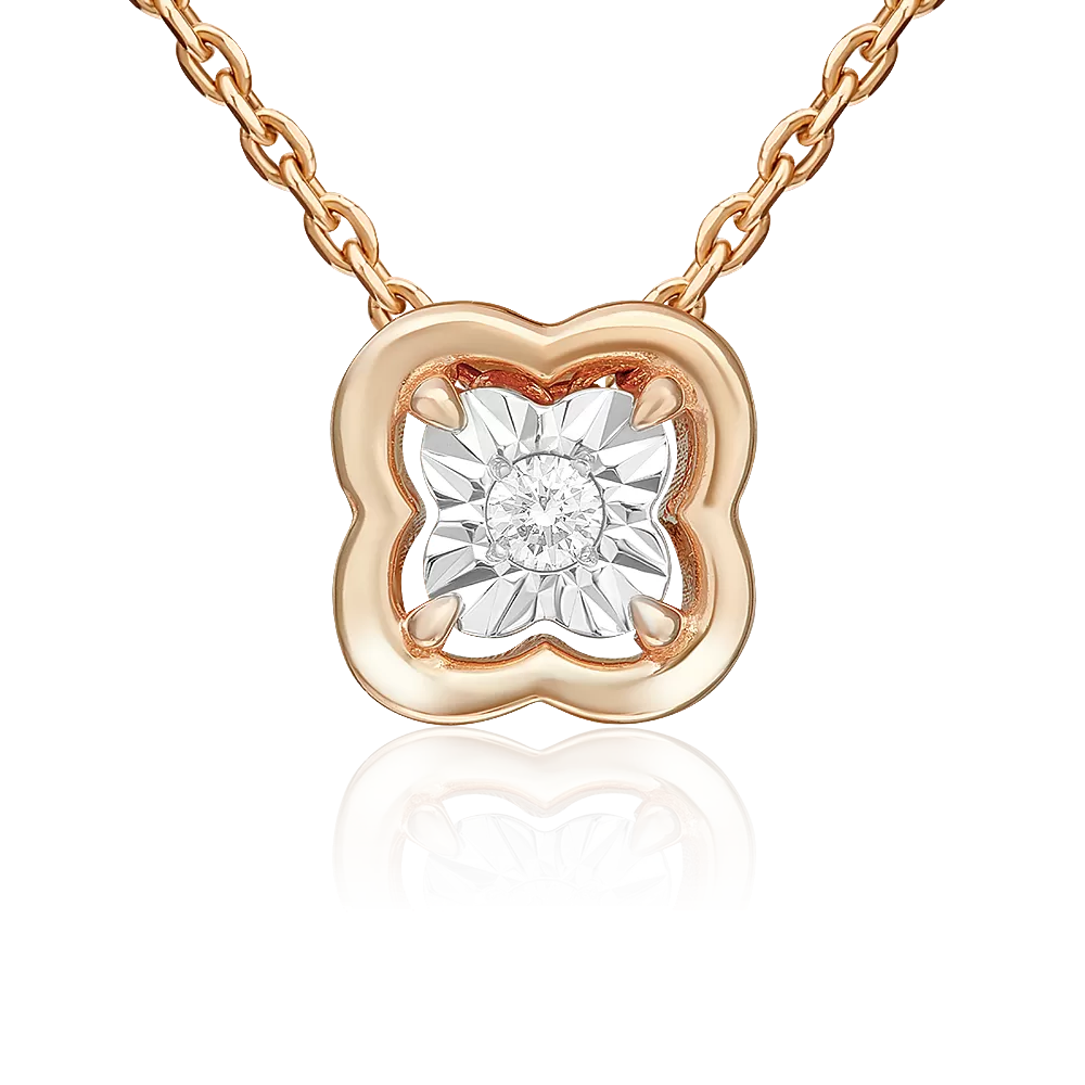 Подвеска-бегунок из комбинированного золота с бриллиантом 03-3464-00-101-1111