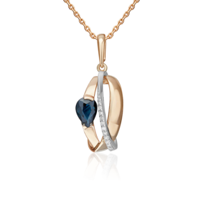 Подвеска из комбинированного золота с сапфиром и бриллиантами 03-3474-00-105-1111
