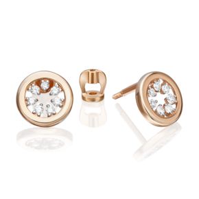 Серьги-пусеты из красного золота с бриллиантами