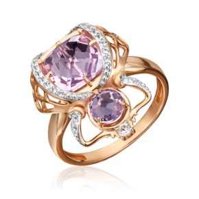 Кольцо «Скарабей» из красного золота с аметистами и натуральными топазами white 01-5409-00-225-1110-57