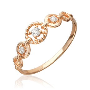 Кольцо из красного золота с фианитами 01-5935-00-401-1110