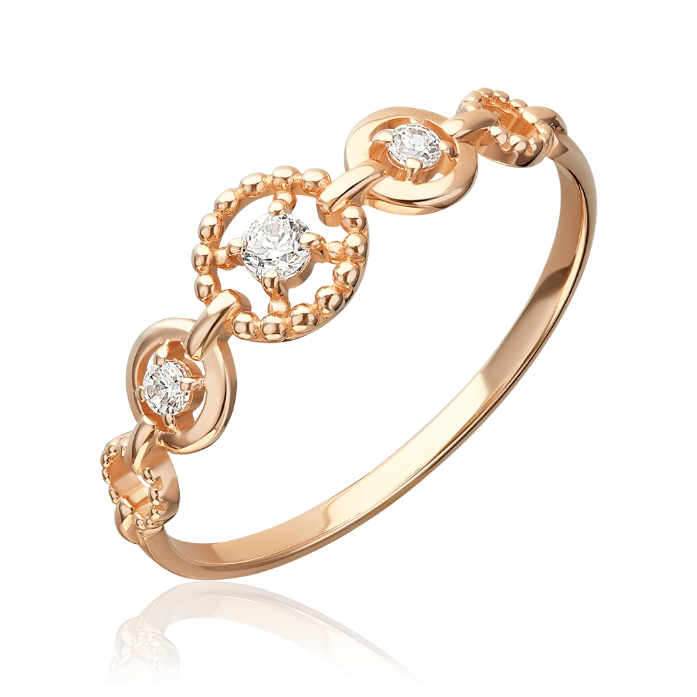 Кольцо из красного золота с фианитами 01-5935-00-401-1110