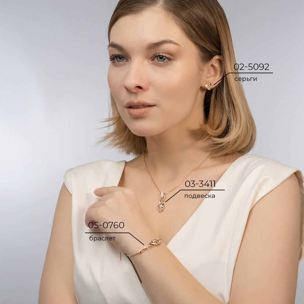 Серьги-пусеты «Шарм» из красного золота 02-5092-00-000-1110