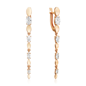 Серьги с английским замком из красного золота с фианитами 02-5655-00-401-1110