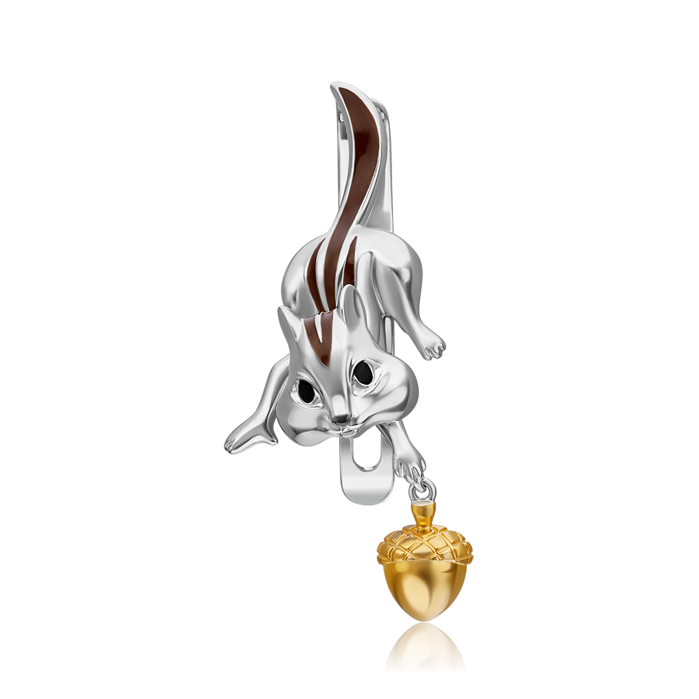 Аксессуар на лацкан «Бурундук» из серебра с эмалью 12-0012-00-000-0200