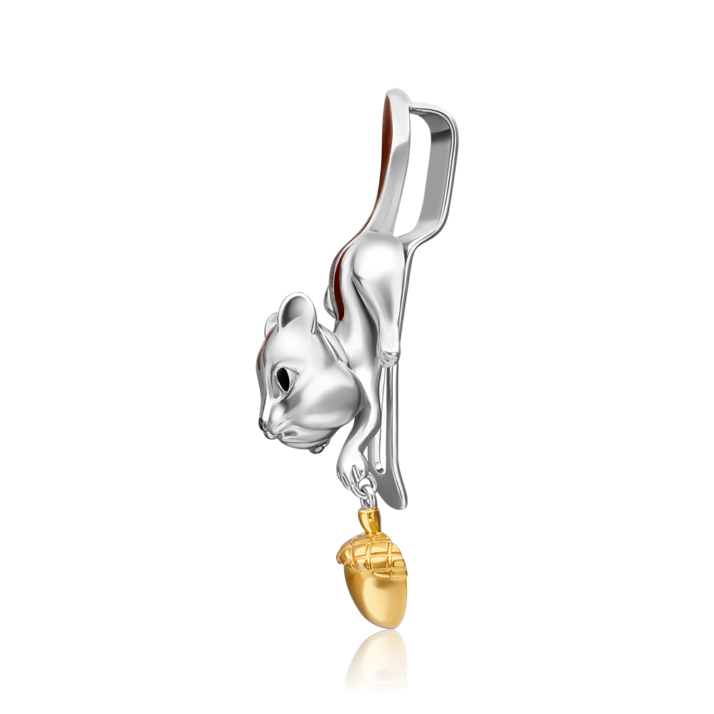 Аксессуар на лацкан «Бурундук» из серебра с эмалью 12-0012-00-000-0200