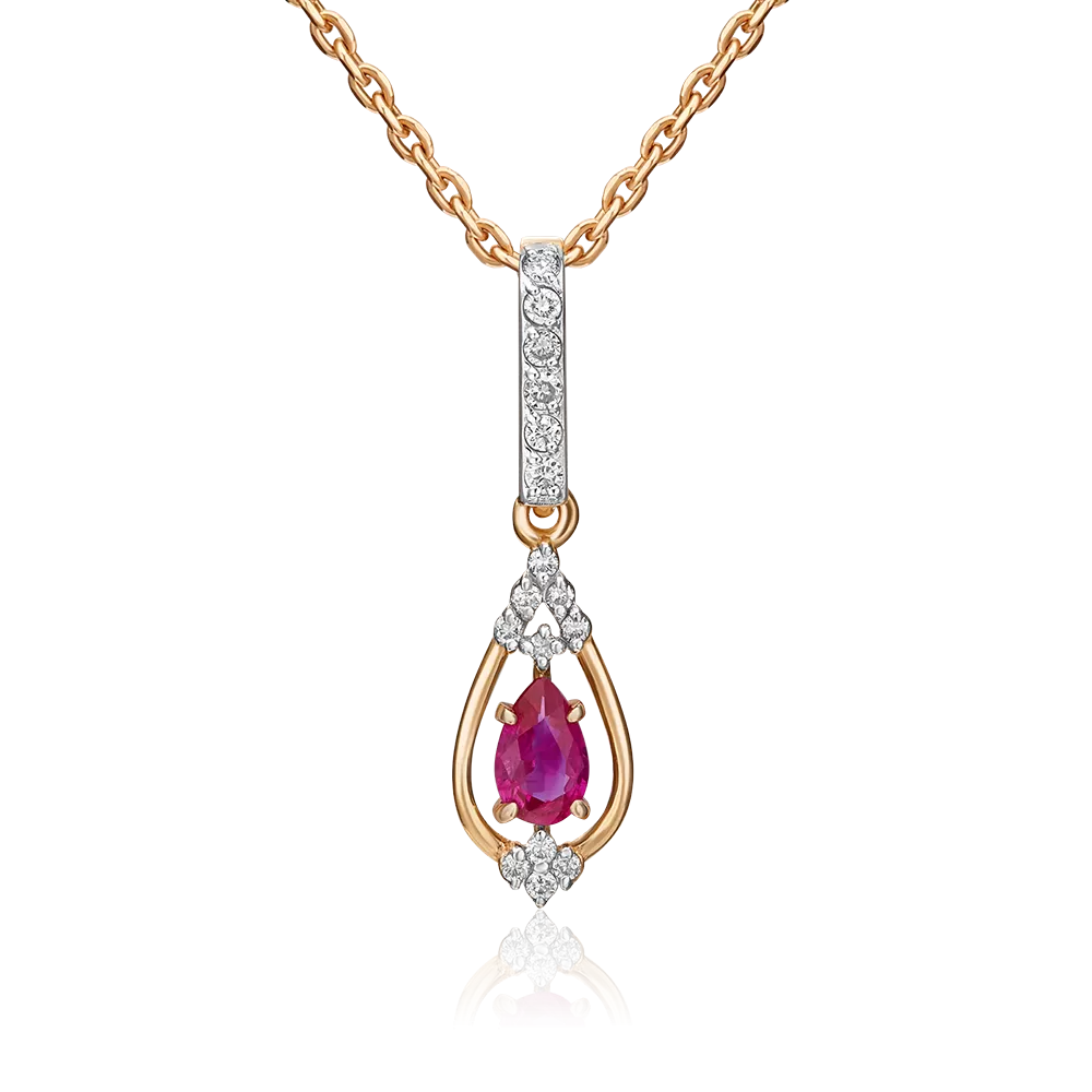 Подвеска из красного золота с рубином и бриллиантами 03-0520-00-107-1110-30