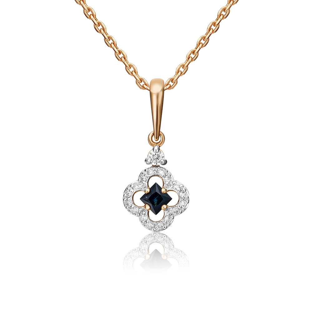 Подвеска из красного золота с сапфиром и бриллиантами 03-0521-00-105-1110-30