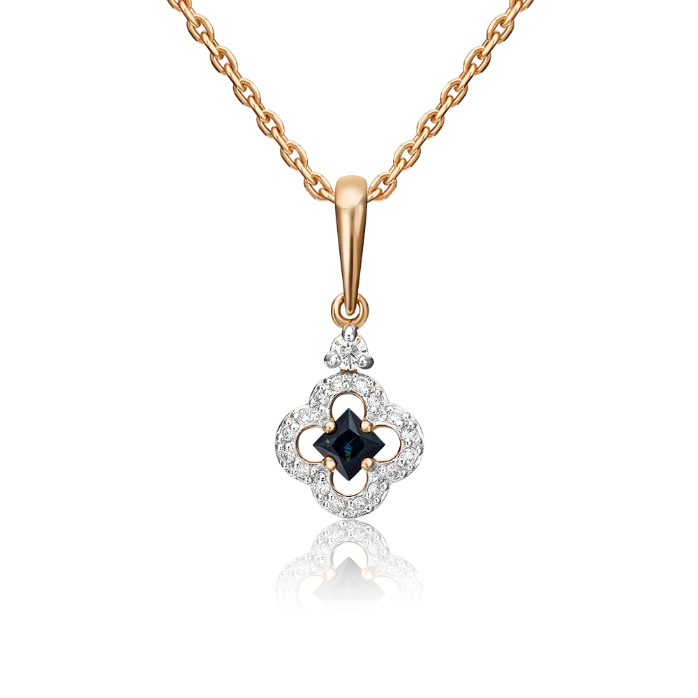 Подвеска из красного золота с сапфиром и бриллиантами 03-0521-00-105-1110-30