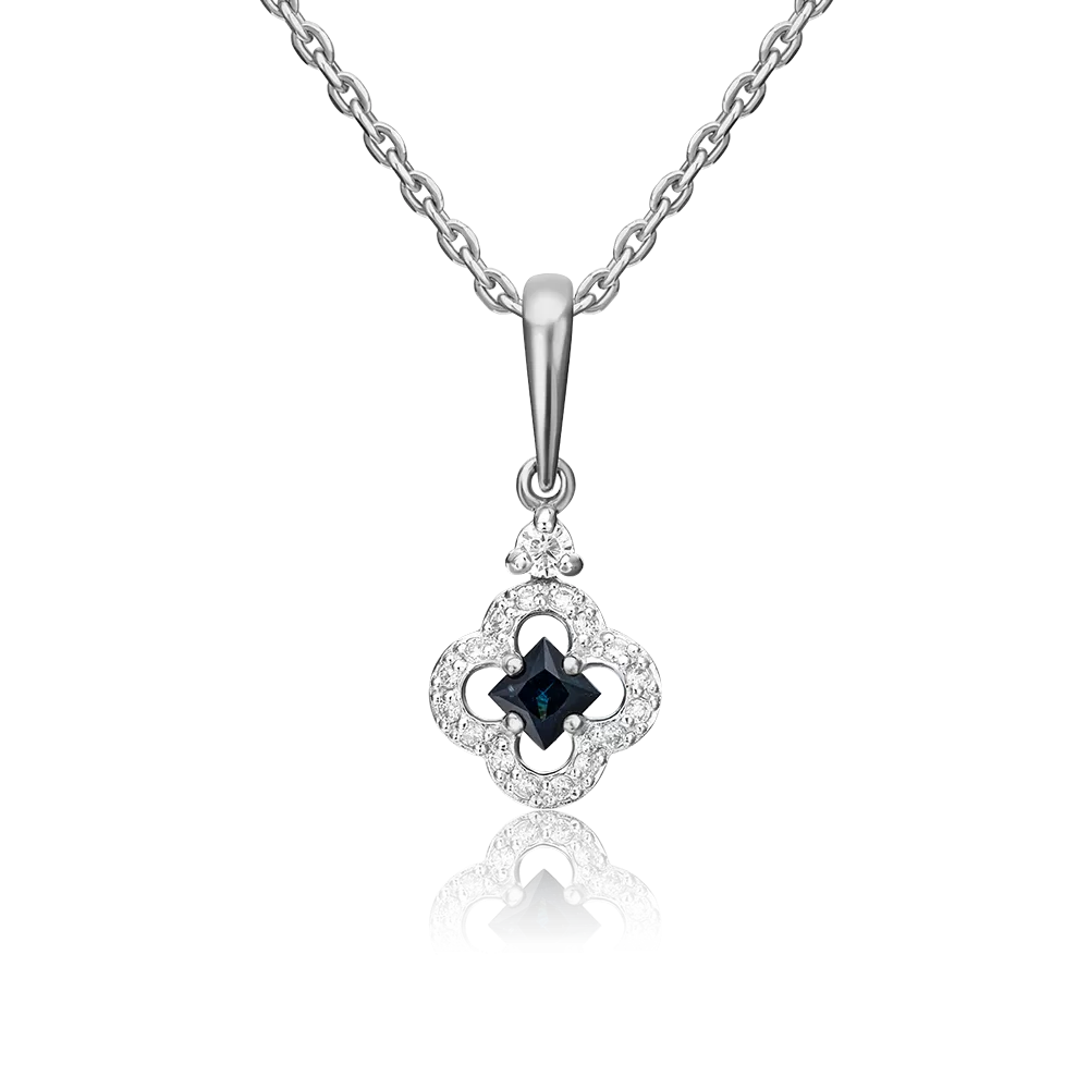 Подвеска из белого золота с сапфиром и бриллиантами 03-0521-00-105-1120-30