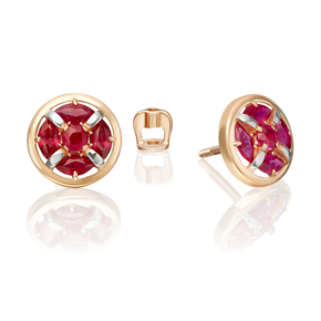 Серьги-пусеты из красного золота с рубинами 02-5510-00-104-1110