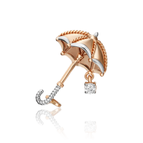 Брошь «Зонт» из красного золота с фианитом 04-0223-00-401-1110-48
