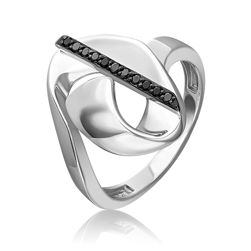 Кольцо из серебра с чёрными фианитами 01-5640-00-402-0200