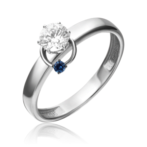 Помолвочное кольцо из белого золота с фианитом и шпинелью синт. 01-5211-00-504-1120-38