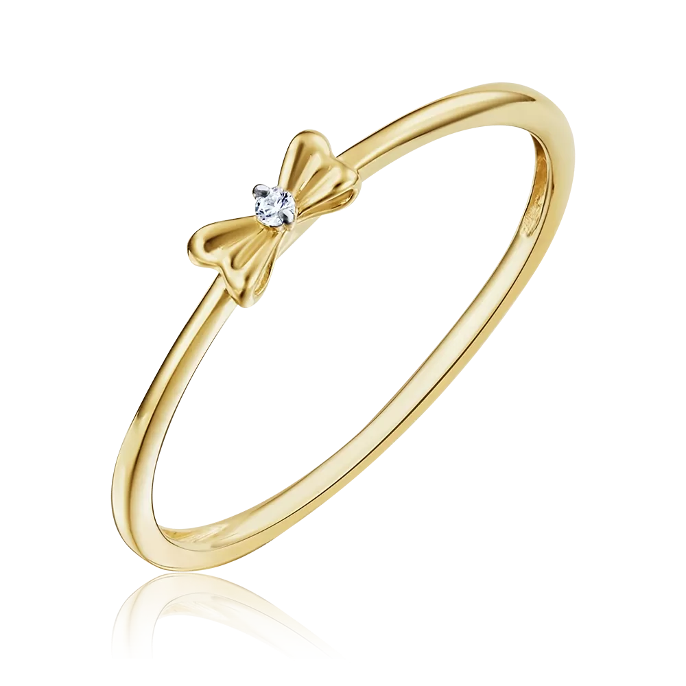 Кольцо «Бант» из лимонного золота с фианитом 01-4770-07-401-1130-03