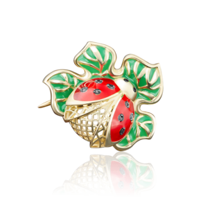 Брошь «Божья коровка» из лимонного золота с фианитами и эмалью 04-0124-01-402-1130-25