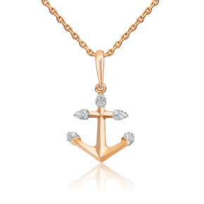 Подвеска «Якорь» из красного золота с фианитами 03-2441-00-401-1110-03