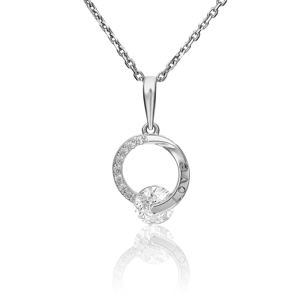 Подвеска «Любовь» из белого золота с фианитами 03-3057-00-501-1120-38