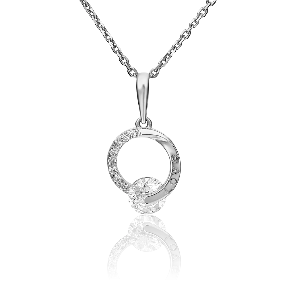 Подвеска «Любовь» из белого золота с фианитами 03-3057-00-501-1120-38