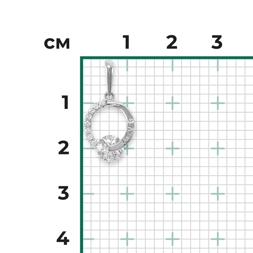 Подвеска «Любовь» из белого золота с фианитами 03-3057-00-501-1120-38