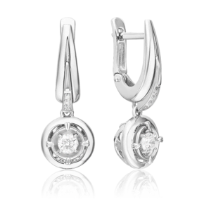 Серьги с английским замком из белого золота с бриллиантами