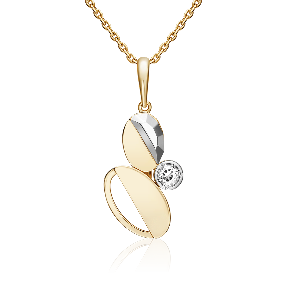 Подвеска из комбинированного золота с натуральным топазом white 03-3374-00-201-1121