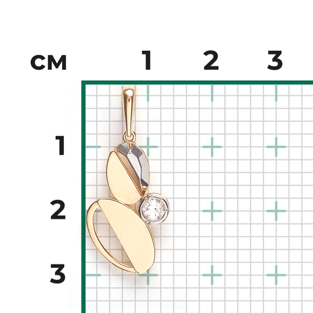 Подвеска из комбинированного золота с натуральным топазом white 03-3374-00-201-1121