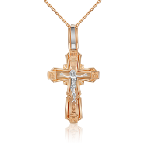 Православный крест из комбинированного золота 03-3158-00-000-1111-42