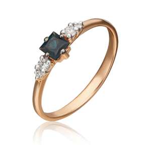Кольцо из красного золота с сапфиром и бриллиантами 01-1507-00-105-1110-30