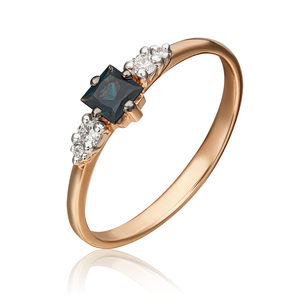 Кольцо из красного золота с сапфиром и бриллиантами 01-1507-00-105-1110-30