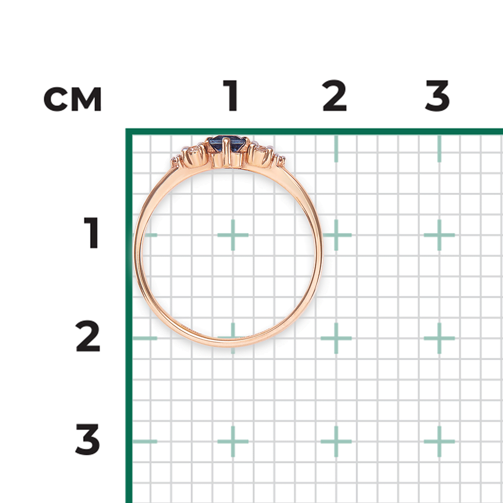 Кольцо из красного золота с сапфиром и бриллиантами 01-1507-00-105-1110-30