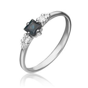 Кольцо из белого золота с сапфиром и бриллиантами 01-1507-00-105-1120-30