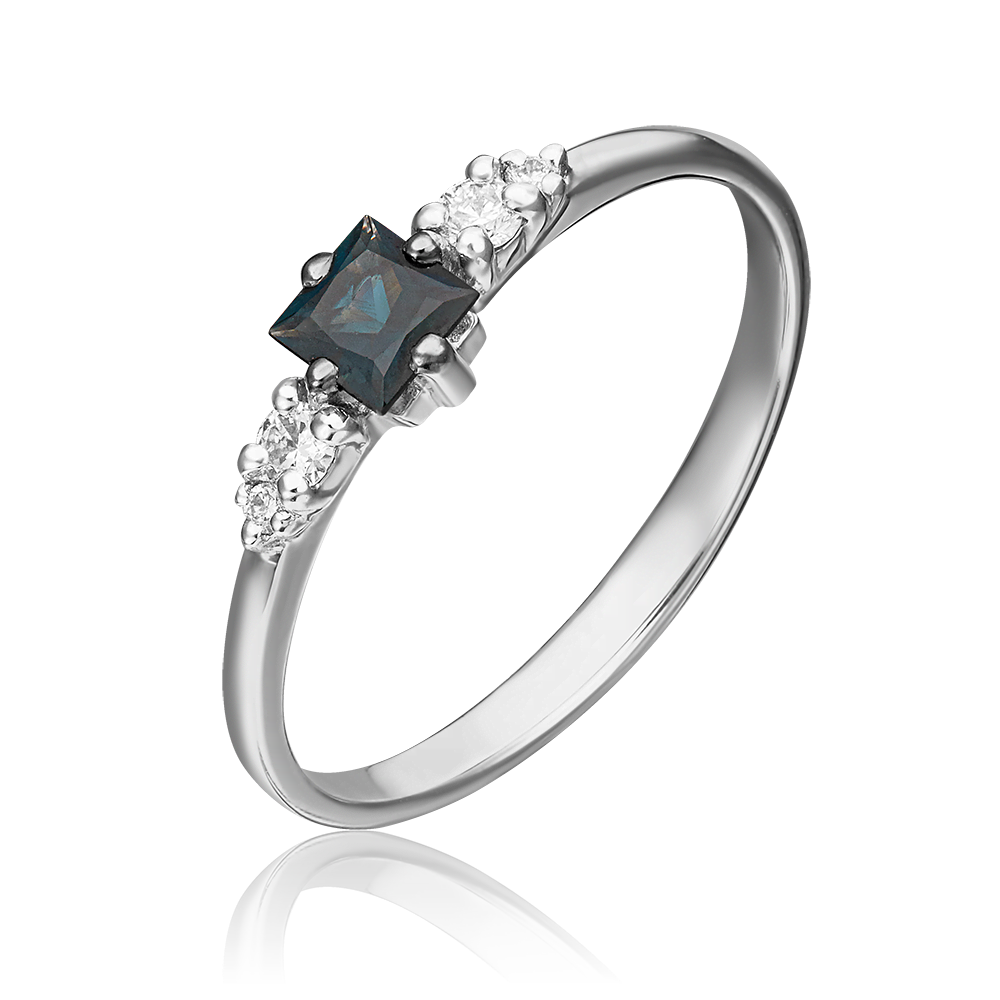 Кольцо из белого золота с сапфиром и бриллиантами 01-1507-00-105-1120-30