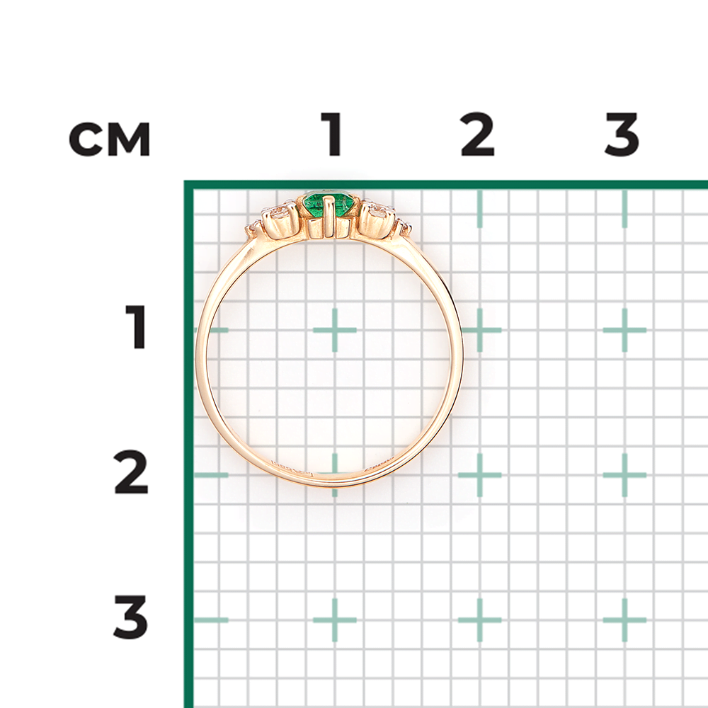 Кольцо из красного золота с изумрудом и бриллиантами 01-1507-00-106-1110-30