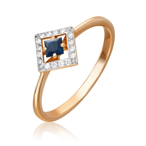 Кольцо из красного золота с сапфиром и бриллиантами 01-1508-00-105-1110-30