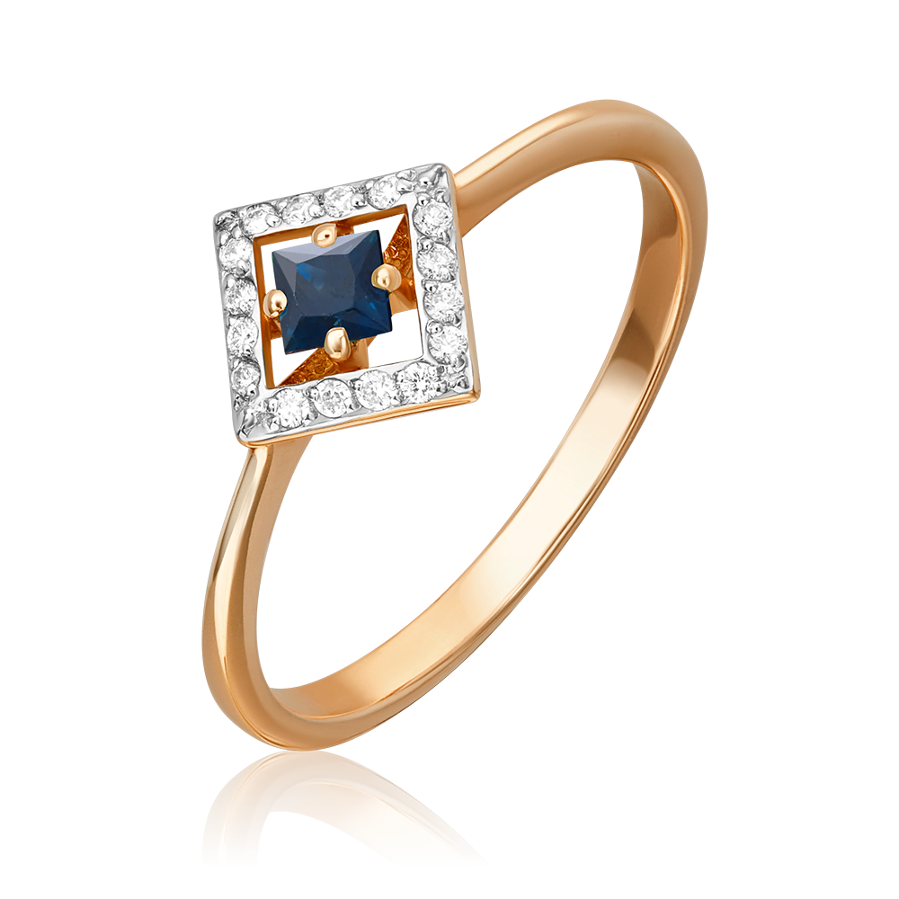 Кольцо из красного золота с сапфиром и бриллиантами 01-1508-00-105-1110-30