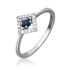 Кольцо из белого золота с сапфиром и бриллиантами 01-1508-00-105-1120-30