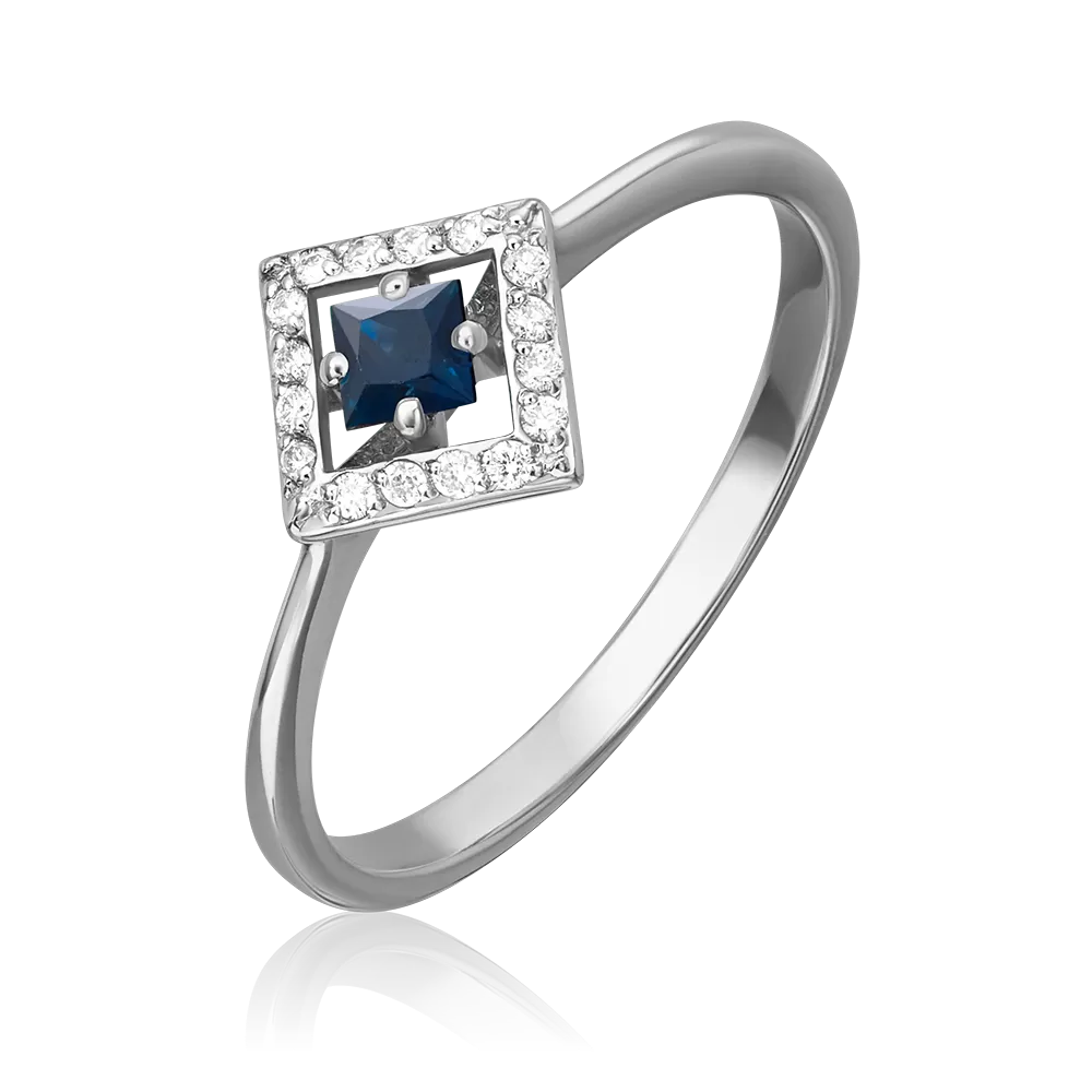 Кольцо из белого золота с сапфиром и бриллиантами 01-1508-00-105-1120-30